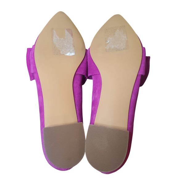 BP Size 9.5 US Kari Bow Suede Leather Flats Fuchsia Pink Bright TINY FLAWS - Picture 11 of 12